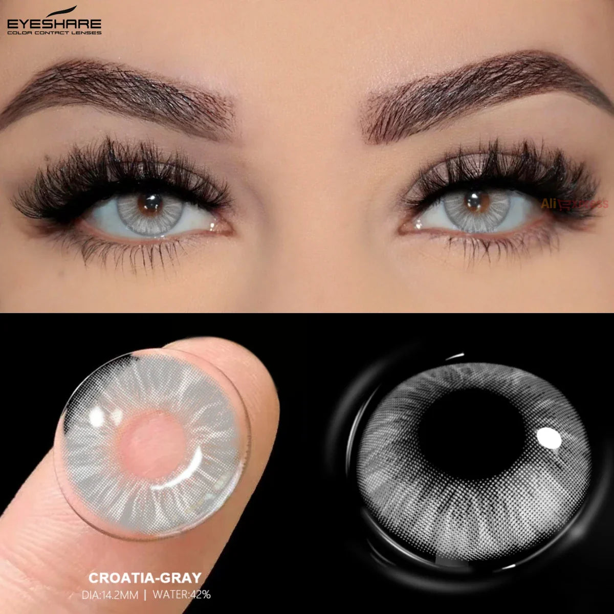 Lianfudai New Colored Contact Lenses Daily Disposable Natural Brown Contact 1Day Daily Lens Blue Lenses 10Pcs/5Pair Gray Pupils