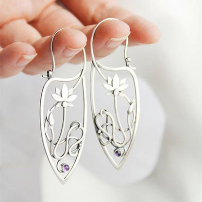 sengpan New Lotus Silver Color Earrings Elf Jewelry Fashion Floral Design Ladies Pendant Earrings Gift