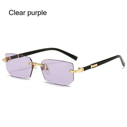 sengpan Trendy Rimless Sunglasses for Men Women Fashion Frameless Rectangle Sun Glasses Retro Shades Summer Traveling Eyewear UV400