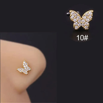 sengpan New Fashion Unisex Zircon Punk Style Nose Nail Titanium Steel L Shaped Nose Studs Piercing Jewelry