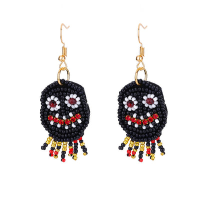 sengpan Halloween Monster Earrings for Women Stainless Steel Black Beading Dangle Drop Earring New in Funny Party Jewelry free shipping