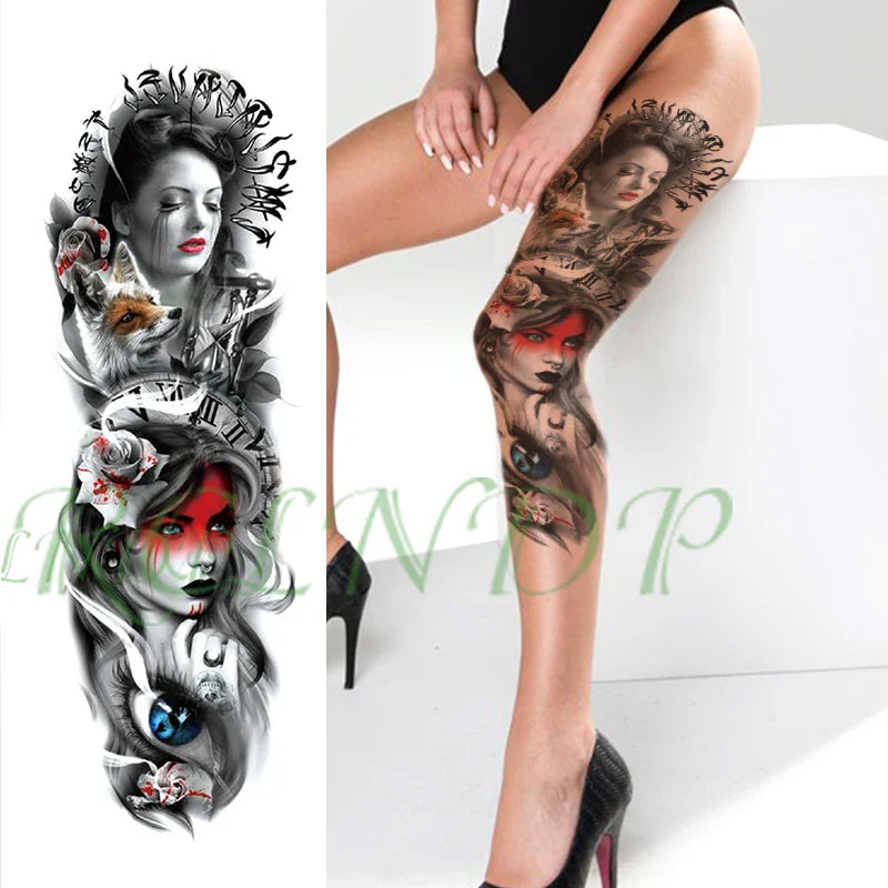 sengpan Waterproof Temporary Tattoo Sticker Anubis Ancient Egypt Greece Zeus Eye Full Arm Fake Tatto Flash Tatoo Sleeve for Men Women