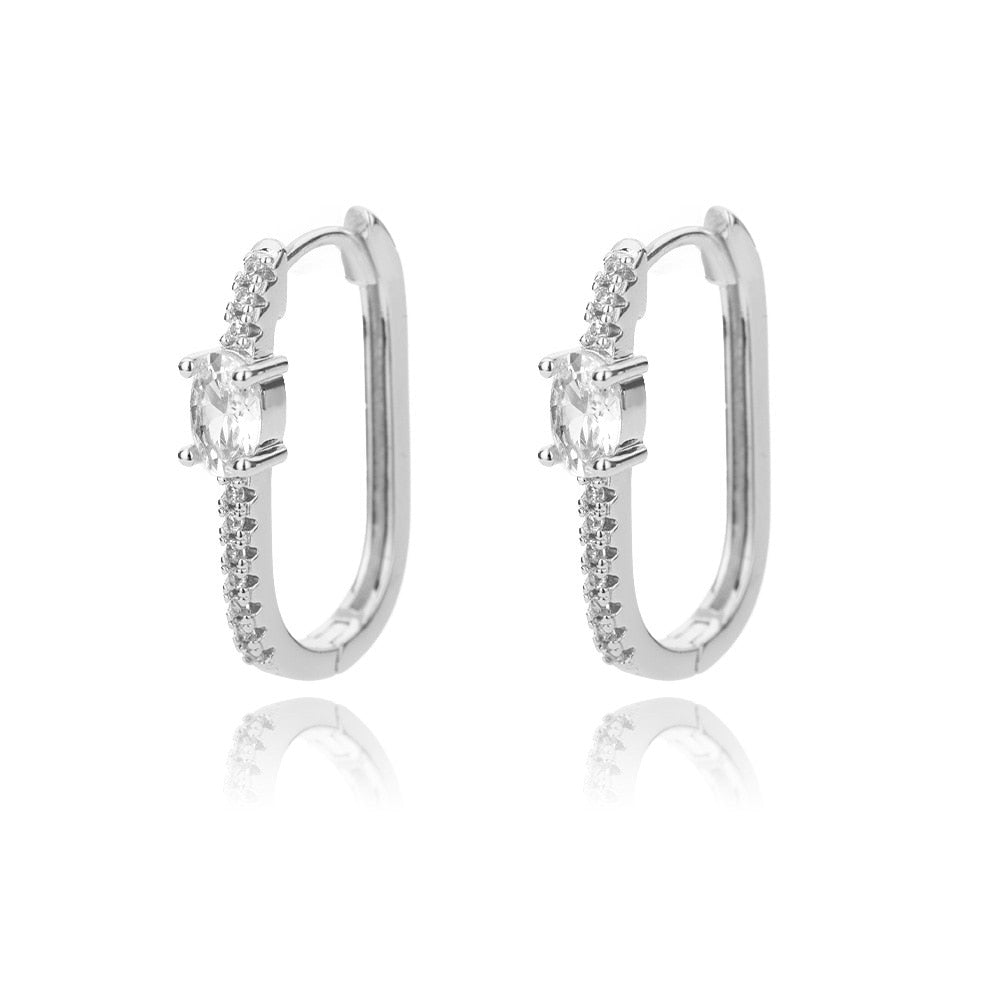 sengpan Zircon Hoop Earrings for Women Stainless Steel Gold Plated Earring 2023 Trending New In Aesthetic Jewelry aretes mujer bijoux