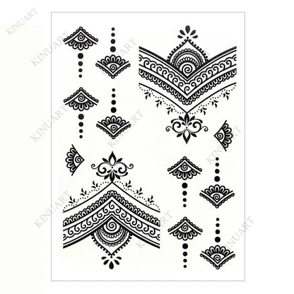 sengpan Black Henna Tattoo Stickers Temporary Tattoo for Women Wedding Lace Flower Mehndi Tattoo Waterproof Fake Tatoo Festival Body Art