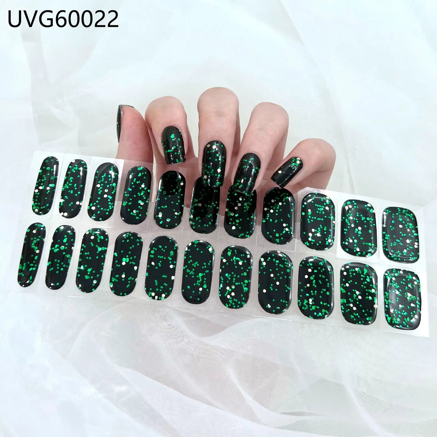 Lianfudai 2024 Halloween Semi-cured UV Gel Nail Stickers Pumpkin Skull Full Cover Gel For UV Lamp Gel Nail Strips Press On Nail Decal