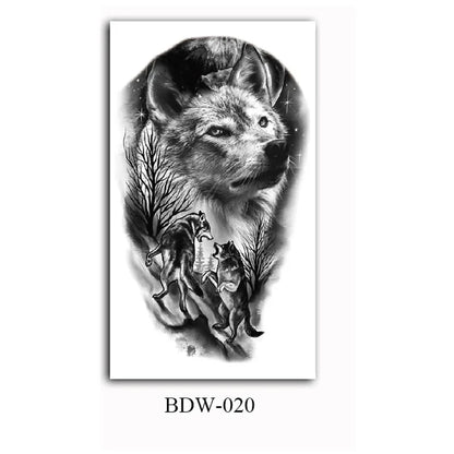 sengpan Small Arm Waterproof Temporary Tattoos for Men Tiger Wolf Animal Tattoo Stickers Body Art Skeleton Fake Tattoo for Women