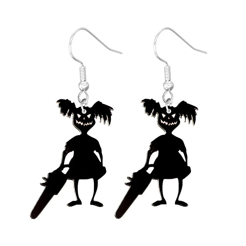 sengpan Halloween Earrings Cute Cartoon Cat Crow UFO Bat Design Dangle Earrings Acrylic Jewelry Versatile Accessories