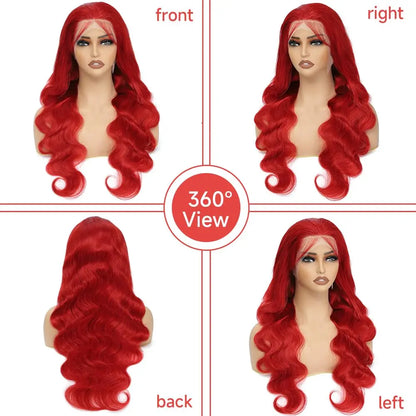 sengpan Red Lace Front Wigs Human Hair 13x4 Red Body Wave Lace Front Wigs Human Hair Pre Plucked Colored HD Red Frontal Wigs Human Hair