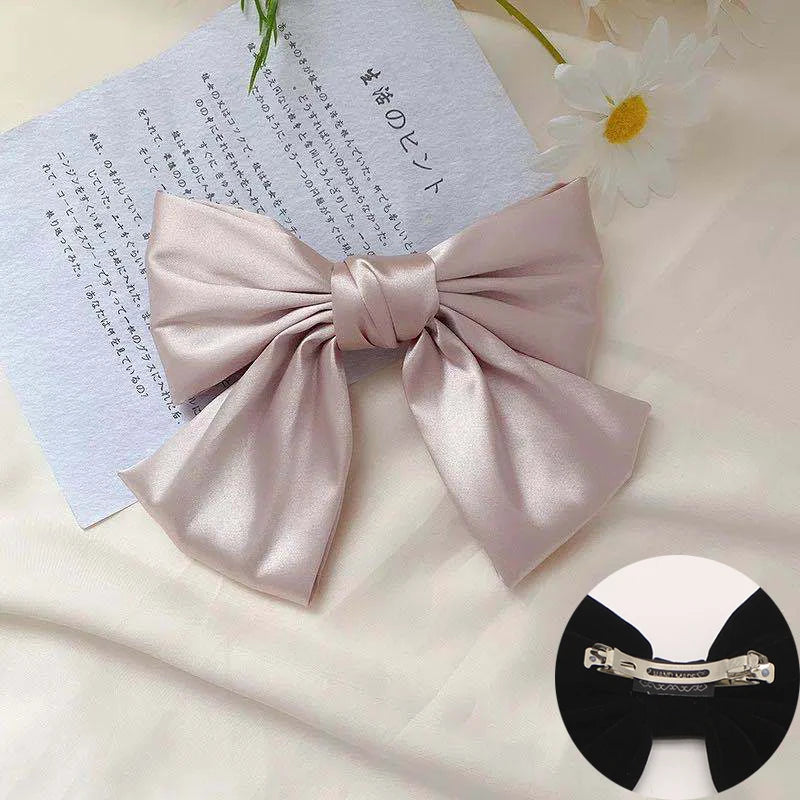 sengpan Oversized Bow Hair Accessories Fashion Satin Ribbon Hairpins Big Bow Hairpins Women Girls Satin Ladies Hairpins Cute