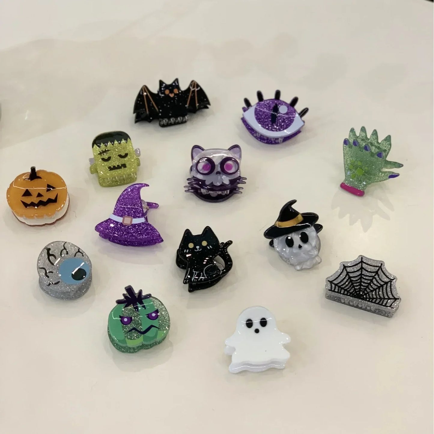 Lianfudai Halloween Hair Claw Mini New Style High-end Hairpin Clip Fracture Hair Claw Pumpkin Ghost Hairpin Hallowen Hair Accessories