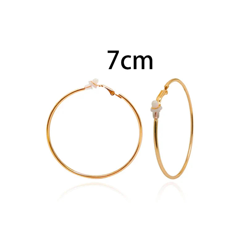 sengpan Round Circle Hoop Earrings Clip Without Piercing Women Gold Silver Stainless Steel Plating Rings Ear Clips Fashion Jewelry Gift