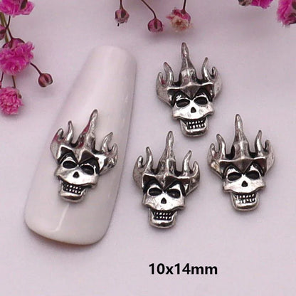 sengpan 10pcs/Pack Metal Halloween Collection Nail Art Decorations Pumpkin Skeleton Spider Skull Shiny Rhinestone Charm Nail Accessories