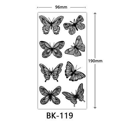 sengpan Black Flower Tattoo Stickers for Hand Arm Waterproof Temporary Tattoos for Women Butterfly Fake Tattoo Sleeve Tatoos Girls