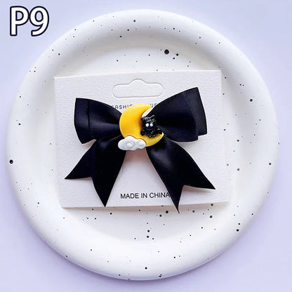 Lianfudai 1PC New Halloween Bows Hair Clips Ghost Witch Hat Pumpkin Hairpins For Baby Girls Hairgrips Barrettes Party Hair Accessories