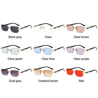 sengpan Trendy Rimless Sunglasses for Men Women Fashion Frameless Rectangle Sun Glasses Retro Shades Summer Traveling Eyewear UV400