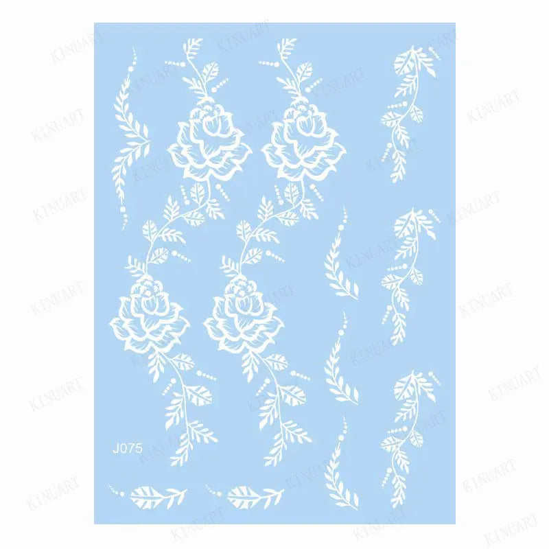 sengpan White Henna Tattoo Sticker Waterproof Temporary Tattoos for Women Body Art Mehndi Stickers for Hand Wedding Party Hena Tattoo