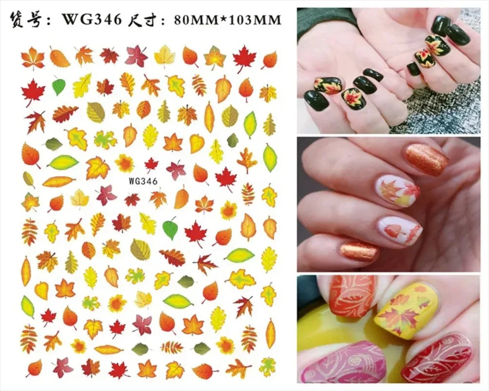 sengpan Simple Flowers 3D Nail Stickers Spring Summer Blossom Floral Tulip Fruit Nail Art Decals Adhesive Sliders Manicure Decorations