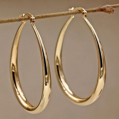 sengpan Shine Gold Color Women Earrings Fashion Smooth Hoop Earrings for Women Engagement Wedding Jewelry Gift