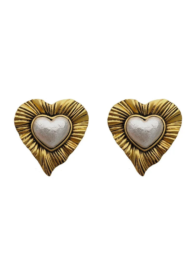 sengpan retro  heart-shaped earrings exaggerated small designer stud heart-shaped earrings