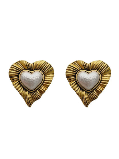 sengpan retro  heart-shaped earrings exaggerated small designer stud heart-shaped earrings