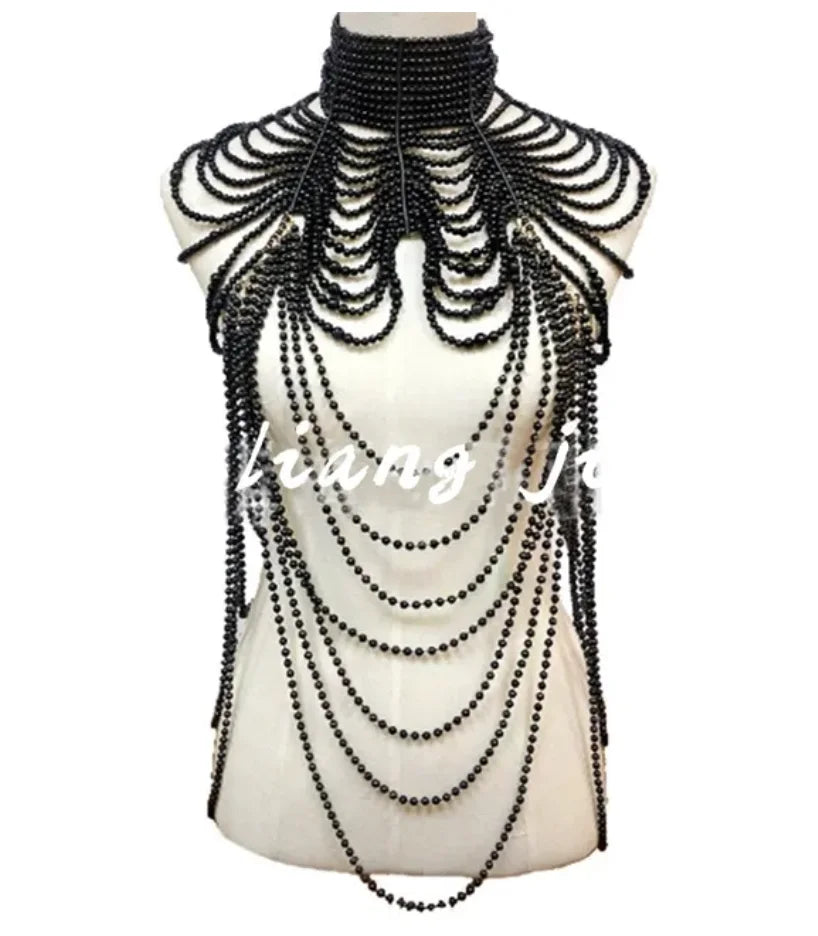 sengpan Pearl Body Chain Jewelry totally hand-made Bra fringed For Women Bridal Wedding Dress Beach Nightclub Pearl Waist chain