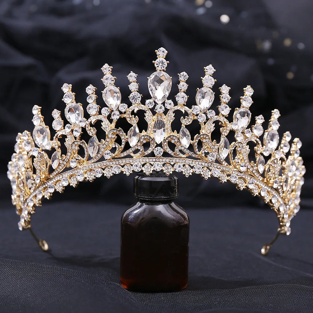 sengpan Baroque Crystal Tiaras And Crowns Rhinestone Prom Bridal Wedding Hair Accessories Jewelry Crown Tiara For Women Bride Gift