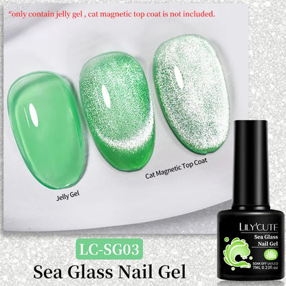 sengpan  7ML 2 IN 1 Water Light Cat Magnetic Top Coat Sparkling Glass Bead Magnetic Gel Nail Polish Semi Permanent UV Gel Polish