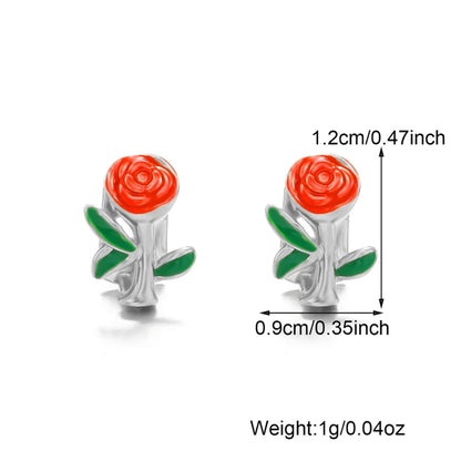 sengpan 2024 Fashion Single Rose Flower Tooth Grillz Hip Hop Gold Silver Plated Copper Oil Drop Teeth Grillz For Women Men Body Jewelry