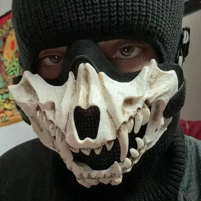 sengpan Varieties of Halloween Half Face Mask Anime Dragon God Skeleton Bone Skull Animals Mask Cosplay Dance Party Prom Costumes Props