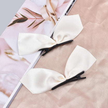 sengpan Black White Ribbon Hair Bows Hair Clips Vintage Bowknot Side Hairpin Cute Girls Barrettes Headdress Hair Accessories Women