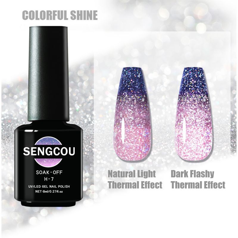 sengpan 7.3ml Thermal Gel Polish More Colors Temperature Color Changing Glitter UV Gel Varnish Soak Off UV LED Gel Lacquers Nail Polish