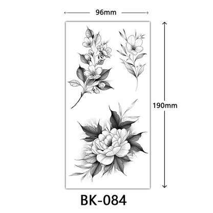 sengpan Black Flower Tattoo Stickers for Hand Arm Waterproof Temporary Tattoos for Women Butterfly Fake Tattoo Sleeve Tatoos Girls