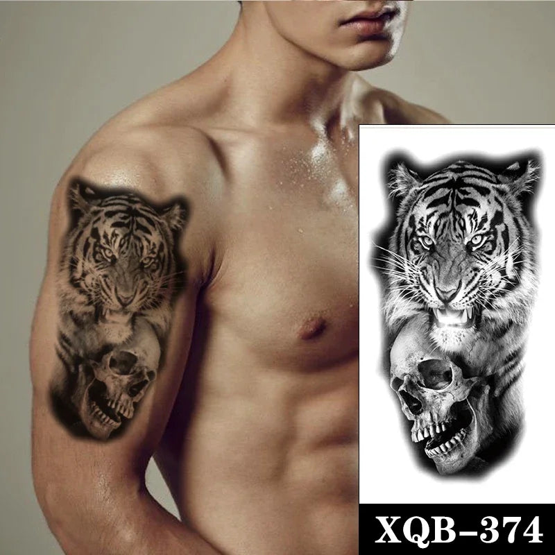 sengpan Waterproof Temporary Tattoo Sticker Black Realistic Tiger Line Totem Design Fake Tattoos Flash Tatoos Arm Body Art for Women Men