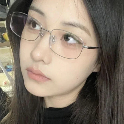 sengpan Japanese Style Harajuku Square Glasses Frame for Women No Makeup Fashion  Y2K Metal Anti-blue Glasses Men Retro Reading Glasses