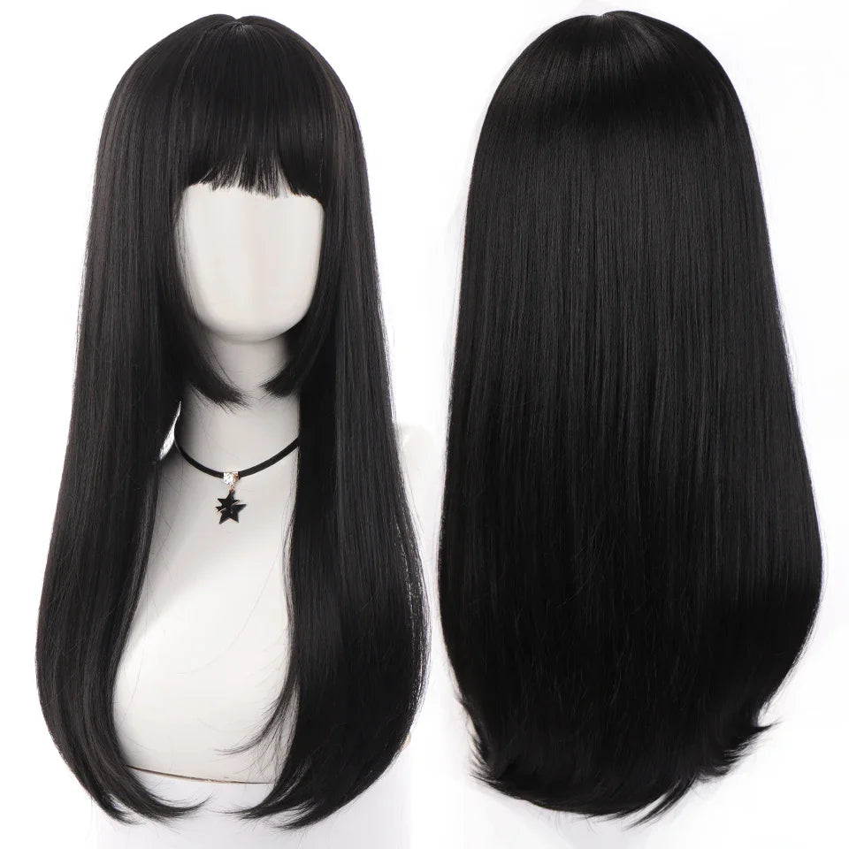 sengpan synthetic long straight hair women's wig silver gradient gray wig cosplay lolita bangs wig party wig