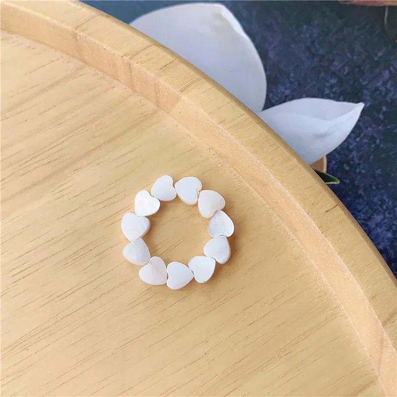 sengpan Elegant Sweet Natural Freshwater Pearl Ring Women Girls Beaded Elastic Rings Fashion Wild Casual Lolita Jewelry Creative Present