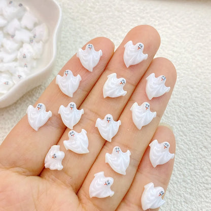 sengpan 50Pcs Cute Resin Mini Cartoon holy halloween cat, ghost series Flat Back Manicure Parts Embellishments For Hair Bows Accessories