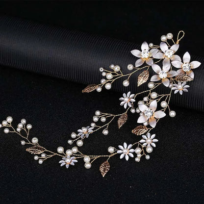 sengpan New Wedding Hair Accessories Crystal Pearl Hair Belt Wedding Bridal Hairband Hair Ornament Hair Jewelry Bride Headdress Headband