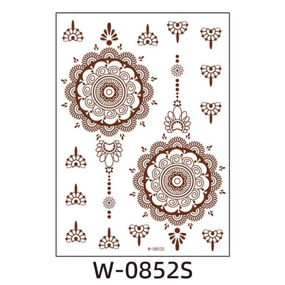 sengpan Brown Henna Lace Temporary Tattoos Sticker For Women Mehndi Stickers for Hand Neck Body Feather Flora Henna Tattoo Waterproof