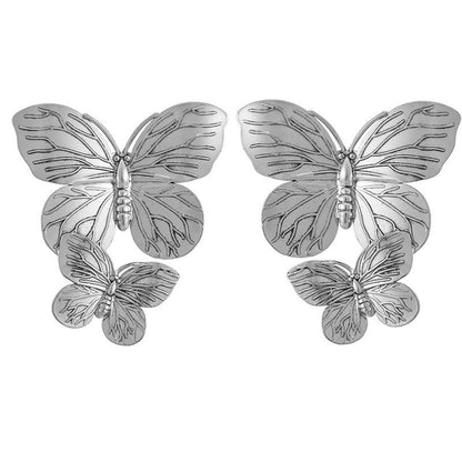 sengpan Cool Chunky Gold Color Butterfly Stud Earrings For Women Statement Earings