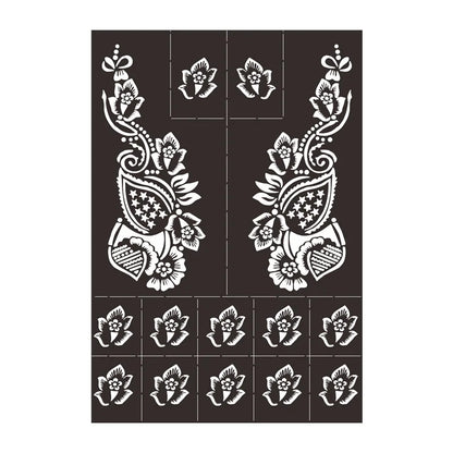 sengpan Reusable Temporary Henna Tattoo Stencil for Hand Arm Sleeve Mehndi Stencils Designs Painting Template DIY Tattoo Supplies