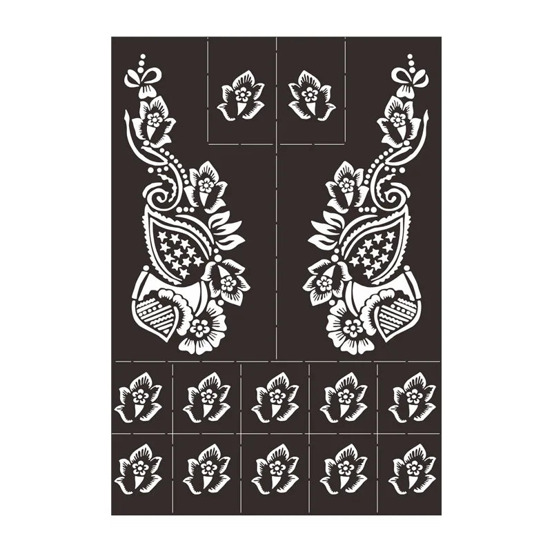 sengpan Reusable Temporary Henna Tattoo Stencil for Hand Arm Sleeve Mehndi Stencils Designs Painting Template DIY Tattoo Supplies