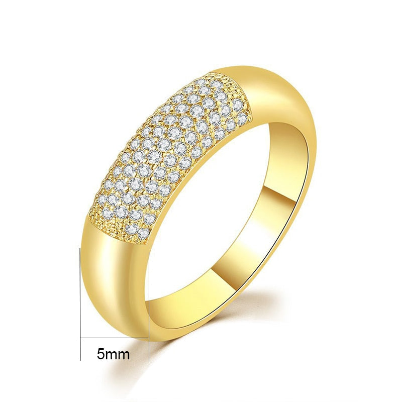 sengpan Luxury Women Stainless Steel Gilding Crystal Ring AAA Grade Zircon Engagement Wedding Ring Finger Accessory Jewelry Gift