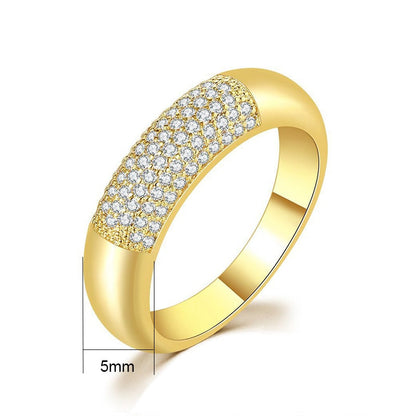 sengpan Luxury Women Stainless Steel Gilding Crystal Ring AAA Grade Zircon Engagement Wedding Ring Finger Accessory Jewelry Gift