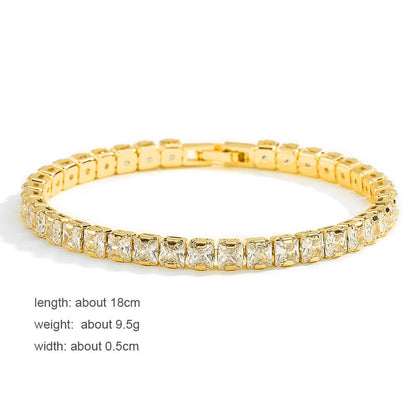 sengpan Tennis Bracelets for Women Shining Gold Color Single Layer CZ Charm Bracelet Statement Wedding Party Jewelry Wholesale