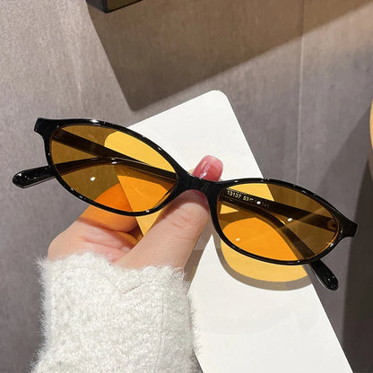 Lianfudai Sexy Small Oval Women's Sunglasses 2024 New Fashion Black Brown Sun Glasses Ladies Shades Trends Summer Unique Eyewear Men