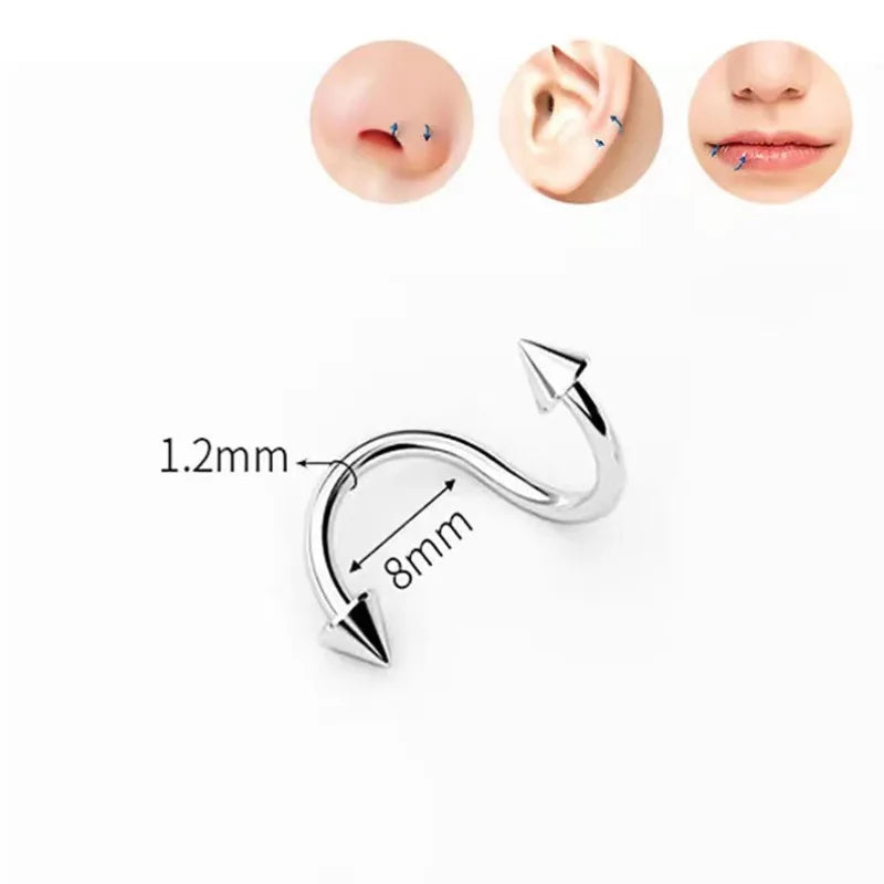 sengpan S Shape 316L Stainless Steel Lip Piercing Nose Ring Helix Piercing Cartilage Earring Body Piercing Vajinal Jewelry 16G