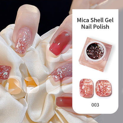 Lianfudai 2023 New Gel Nail Polish 6 Colors Mica Shell Ice Transparent Shell Color Canned Nail Polish Gel Shiny Galaxy UV LED Soak Off Gel