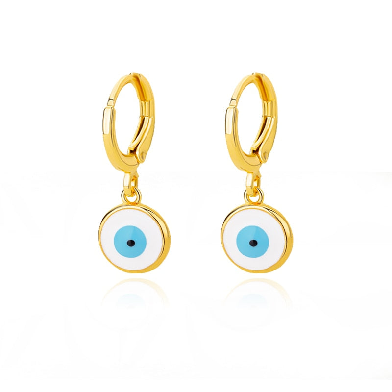 sengpan Zircon Evil Eye Earrings For Women Stainless Steel Gold Plated Turkish Demon Eye Hoop Piercing Earring Goth Jewelry aretes