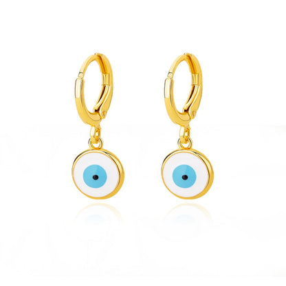 sengpan Zircon Evil Eye Earrings For Women Stainless Steel Gold Plated Turkish Demon Eye Hoop Piercing Earring Goth Jewelry aretes